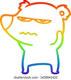 Regenbogengradientenzeichnung eines wütenden Bärenkartoons