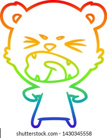 rainbow gradient line drawing of a angry cartoon bear