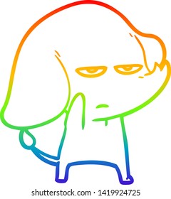 Regenbogen-Farbverlauf-Zeichnung eines verärgerten Cartoon-Elefanten