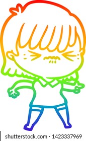 dibujo de una niña de dibujos animados con gradiente de arco iris