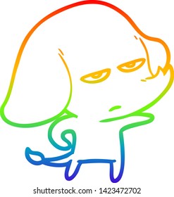 dibujo de una línea degradada de un molesto elefante de dibujos animados