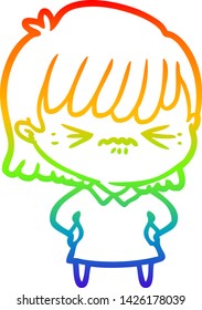 dibujo de una niña de dibujos animados con gradiente de arco iris