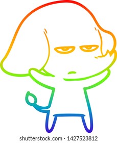 dibujo de una línea degradada de un molesto elefante de dibujos animados