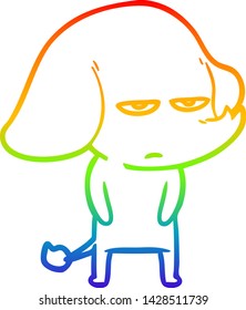 dibujo de una línea degradada de un molesto elefante de dibujos animados