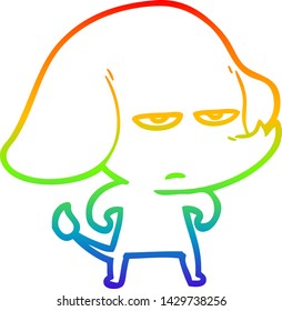 dibujo de una línea degradada de un molesto elefante de dibujos animados