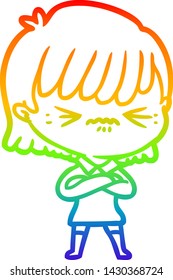 dibujo de una niña de dibujos animados con gradiente de arco iris