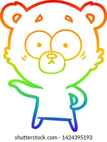rainbow gradient line drawing of a anxious bear cartoon