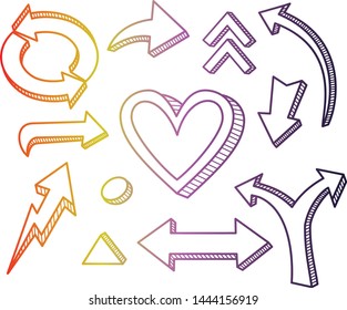  rainbow gradient line drawing of arrow icon , vector illustration