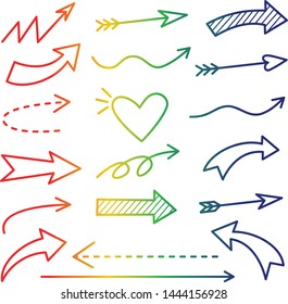  rainbow gradient line drawing of arrow icon , vector illustration