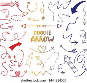 rainbow gradient line drawing of arrow doodle , vector illustration