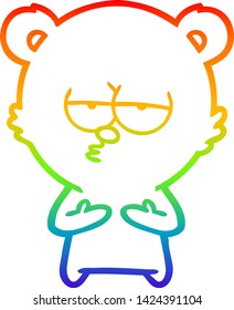 rainbow gradient line drawing of a bored bear cartoon