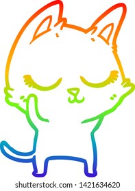 Regenbogengradientenzeichnung einer ruhigen Cartoon Katze