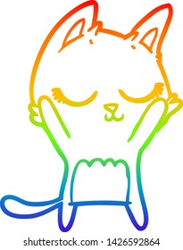 Regenbogengradientenzeichnung einer ruhigen Cartoon Katze