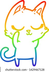 Regenbogengradientenzeichnung einer ruhigen Cartoon Katze