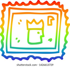 rainbow gradient line drawing of a carton stamp
