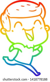 rainbow gradient line drawing of a cartoon man laughing
