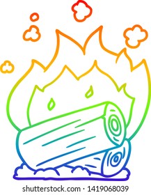 Regenbogen-Farbverlauf-Zeichnung eines Cartoon-Lagerfeuers