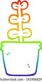 rainbow gradient line drawing of a cartoon house plant