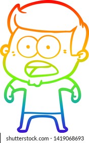 dibujo de una línea de gradiente de arco iris de un hombre impactado