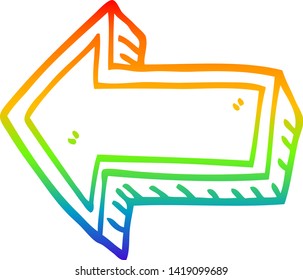 rainbow gradient line drawing of a cartoon arrow