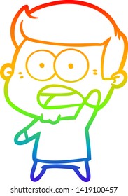 dibujo de una línea de gradiente de arco iris de un hombre impactado