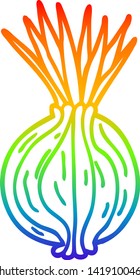 dibujo de la línea de gradiente del arco iris de una caricatura que brota cebolla