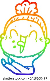 dibujo de una anciana feliz con un degradado de arco iris