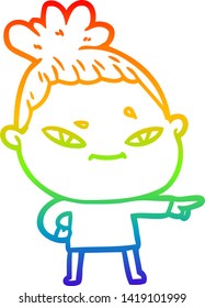 rainbow gradient line drawing of a cartoon woman