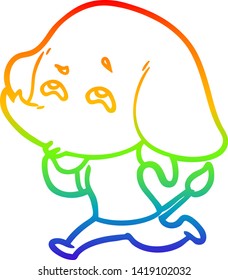 rainbow gradient line drawing of a cartoon elephant remembering