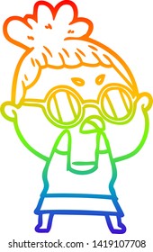 dibujo de una mujer fastidiada con un degradado de arco iris