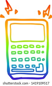 rainbow gradient line drawing of a cartoon calculator
