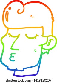dibujo de una línea de gradiente de arco iris de un hombre apuesto a la caricatura