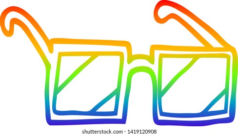 dibujo de una línea de gradiente de arco iris de un gafas cuadradas de dibujos animados