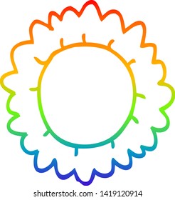 rainbow gradient line drawing of a cartoon flower