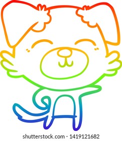 rainbow gradient line drawing of a cartoon dog pointing