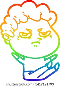 desenho de linha de gradiente do arco-íris de um desenho animado homem