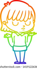 dibujo de una mujer de dibujos animados con gradiente de arco iris