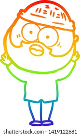 Regenbogen-Farbverlauf-Zeichnung eines Cartoon-Bärenmanns