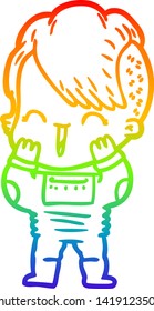 dibujo de una hipster feliz con un traje espacial