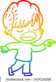 Regenbogen-Farbverlauf-Zeichnung einer Cartoon-Frau sprechen
