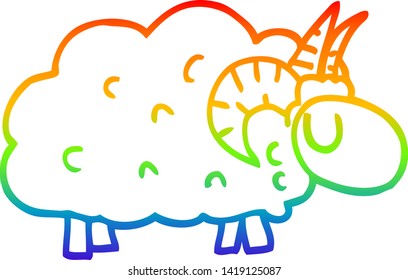 dibujo de una caricatura de ovejas con cuernos en gradiente arco iris