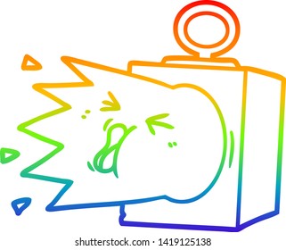 dibujo de línea de gradiente de arco iris de una lámpara industrial de dibujos animados