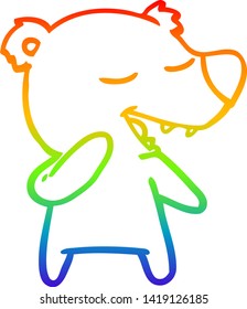 rainbow gradient line drawing of a cartoon bear