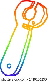 rainbow gradient line drawing of a cartoon spanner tool