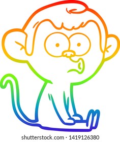 Regenbogengradientenzeichnung eines Cartoons, der den Affen bejagt