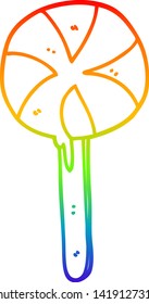 dibujo de línea de gradiente de arco iris de una lollipop de dibujos animados