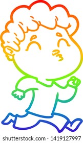 rainbow gradient line drawing of a cartoon man pouting