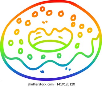 Regenbogen-Farbverlauf-Zeichnung einer Cartoon-Schokolade beschichtet Donut