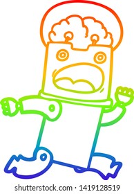 dibujo de línea de gradiente de arco iris de un robot de dibujos animados