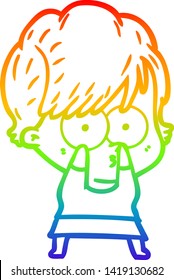 dibujo de una mujer de dibujos animados con gradiente de arco iris